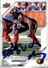 SirVincent Rogers Signed 2019 Upper Deck CFL Football card Edmonton Eskimos