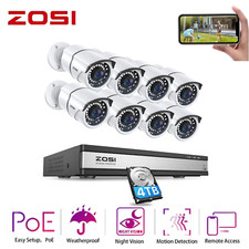 ZOSI 16CH 4K PoE Security Cameras System H.265 NVR with 4TB Hard Drive Home 24/7