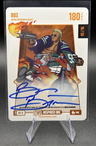 Bo Jackson Battle Arena BOZ (Brian Bosworth) Blizzard Fire On-Card Auto 16/50