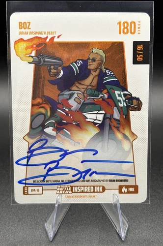 Bo Jackson Battle Arena BOZ (Brian Bosworth) Blizzard Fire On-Card Auto 16/50 