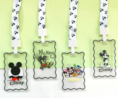lot Cartoon mickey mix key chain Lanyard Acrylic ID Badge Holder Key Neck Strap