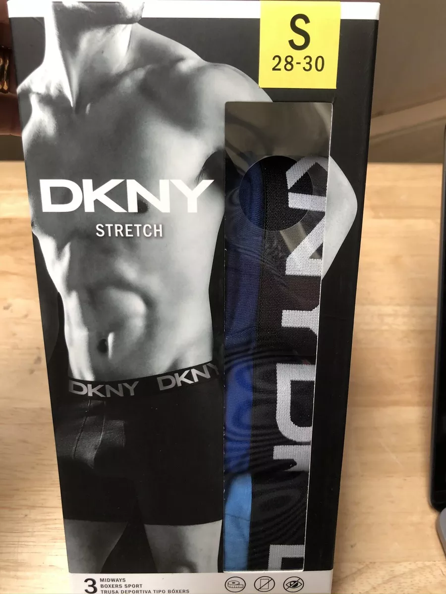 New In Box Mens 3 Pack DKNY Trunks, Underwear, Free Post. Boxer Briefs.  Small