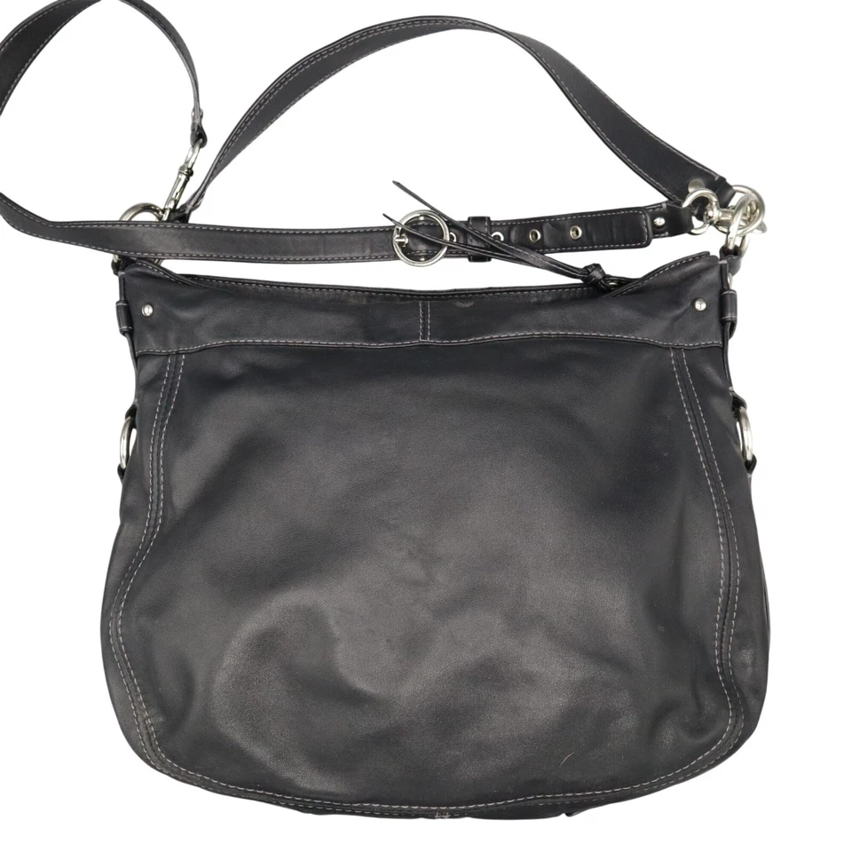 Coach Leather Shoulder Bag Black Classic Timeless Slouchy Minimalist Boho Casual - Image 4 of 4
