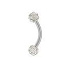 16G Curved Eyebrow Barbell Ring - Surgical Steel With 4mm CZ Beads | 8mm Length, 9 Colors | Luxe Modz