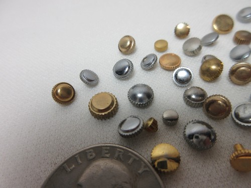 LOT OF 40 WATCH CROWNS WATCHMAKER PARTS ASSORTED LOT SOME GOLD FILLED PLATED - Picture 5 of 8