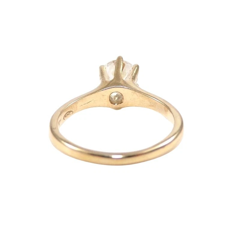 Твердый 14K желтое золото прозрачный кварц Solitaire обручальное кольцо размер 6,5 - Изображение 4 из 4