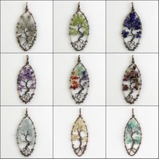 Natürlicher Amethyst Quarz Fluorit Chip Perlen Lebensbaum Kupfer Olivar Anhänger