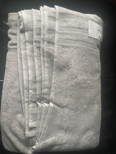 M&S Set Of 4 Pure Cotton Bath And Hand Towels Silver Grey - Picture 2 of 5