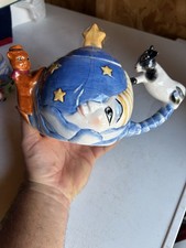 Vintage nursery rhyme teapot, creamer, and 2 cups