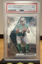 2020 Panini Mosaic Tua Tagovailoa Dolphins Rookie Card # 203 PSA 9 MINT. rookie card picture