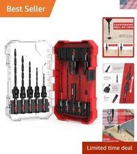 Countersink Drill Bit Set 15PCS Tapered Woodworking Drill Bits with Plug Cutters