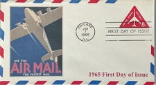 BDAOCITW KSC Cachets UC37 8c Air Post Stamped Envelope, Jet Airliner, Red