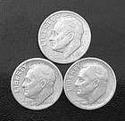 1949  P-D-S 10c SILVER Roosevelt Dimes.  Year Set.     (R269)