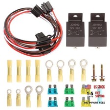 Electric Fan Relay Kit Dual 12V 40AMP Waterproof Thermostat Sensor 185 F On