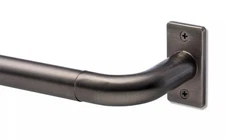 Threshold Brushed Gray Finish Expandable French Curtain Rod 66" to 120" Long