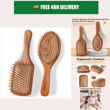 Crojetry Bamboo Hair Brush Set 2 Piece Scalp Massage All Hair Types