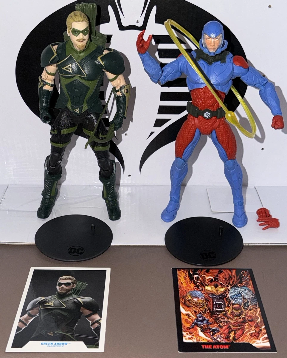 DC MCFARLANE MULTIVERSE GREEN ARROW INJUSTICE 2 & THE ATOM PAGE PUNCHER! LOOSE