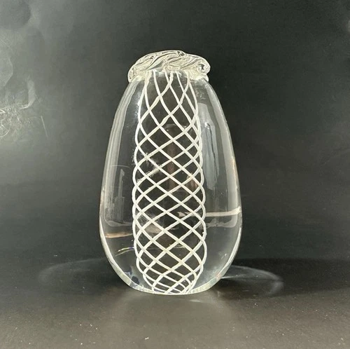 Steuben Glass Pineapple with Laticino signed Steuben Smooth Top No Leaves