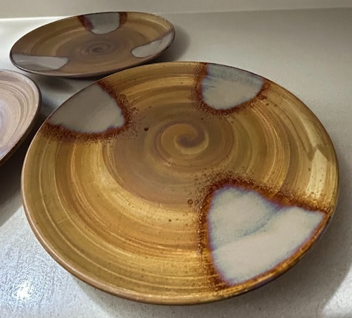 Sango Splash 4951 Brown Drip Glaze Pottery Stoneware Plate 11" set of 3 RETIRED - Picture 4 of 13