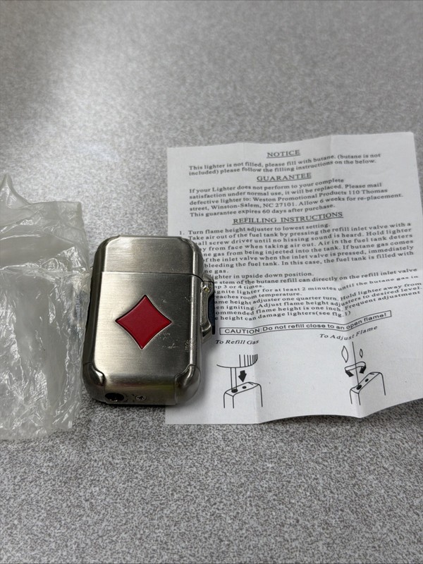 Playing Card Diamond  Suit Red W/ Paper 2006 Novelty  Lighter  2” ASIS