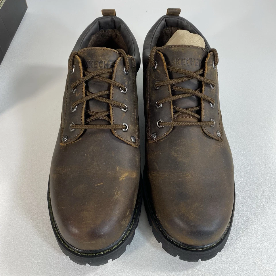 Мужские кожаные рабочие туфли Skechers Tom Cats 13 темно-коричневые универсальная зажимная подошва 661 - Изображение 2 из 4