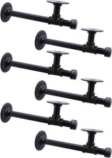 3/4" Industrial Pipe Shelf Brackets, Black Iron Wall Mounted DIY Shelving Bracke