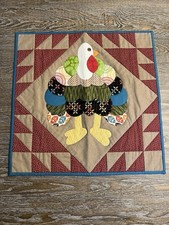 Artisan Made Quilted Table Square 21" Multicolored Thanksgiving Turkey NEW