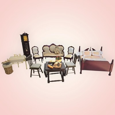 Victorian Dollhouse Furniture Set 1:12 Scale Complete Bedroom