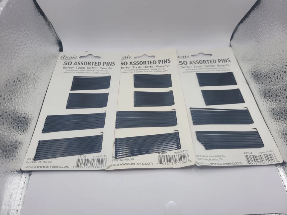 Lote de 3 Alfileres para el Cabello Annie Puntas de Goma 150 Surtidos Negro Tamaño 2" y 2 3/4" Foto 4 de 4