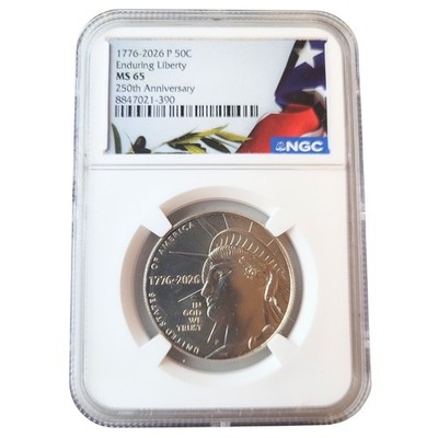 2026 P HALF DOLLAR ENDURING LIBERTY NGC MS65 GRADED 50C COIN