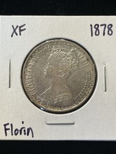 1878 Great Britain Victoria One Florin Sterling Silver XF