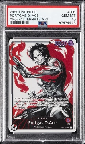 2023 ONE PIECE OP03-PILLARS OF STRENGTH ALTERNATE ART #001 PORTGAS D. ACE PSA 10