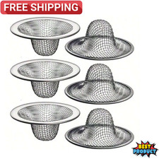 6PCS Stainless Steel Sink Drain Filter Strainer Hair Catcher Bathroom Kitchen
