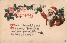 Santa Claus Jolly Christmas Airplane 1913 DETROIT, MI Original Vintage Postcard