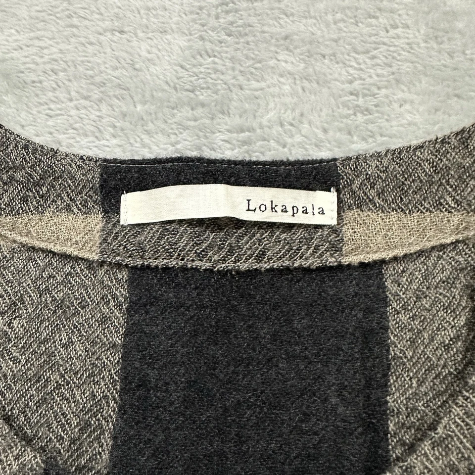 Lokapala Maxi Dress Women Large Long Sleeve Beige Black Plaid 100% Wool - Image 3 of 4