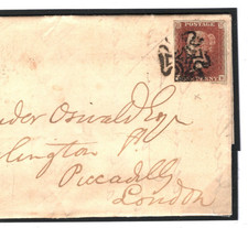 GB 1841 PENNY RED ex *BLACK PLATE 10* Cover GLASGOW Scots MX SG.7 Cat £400 425a