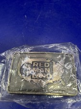 VINTAGE RED MAN CHEWING TOBACCO BRASS BELT BUCKLE. In Sealed Package