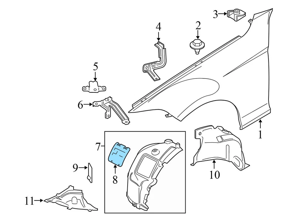 14-16 BMW 335I GT XDRIVE - Front Fender Liner Insert / BULB Replacement Cover - Image 3 of 4