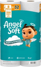 Angel Soft Toilet Paper, 8 Mega Rolls  32 Regular Rolls, Soft and Strong Toilet