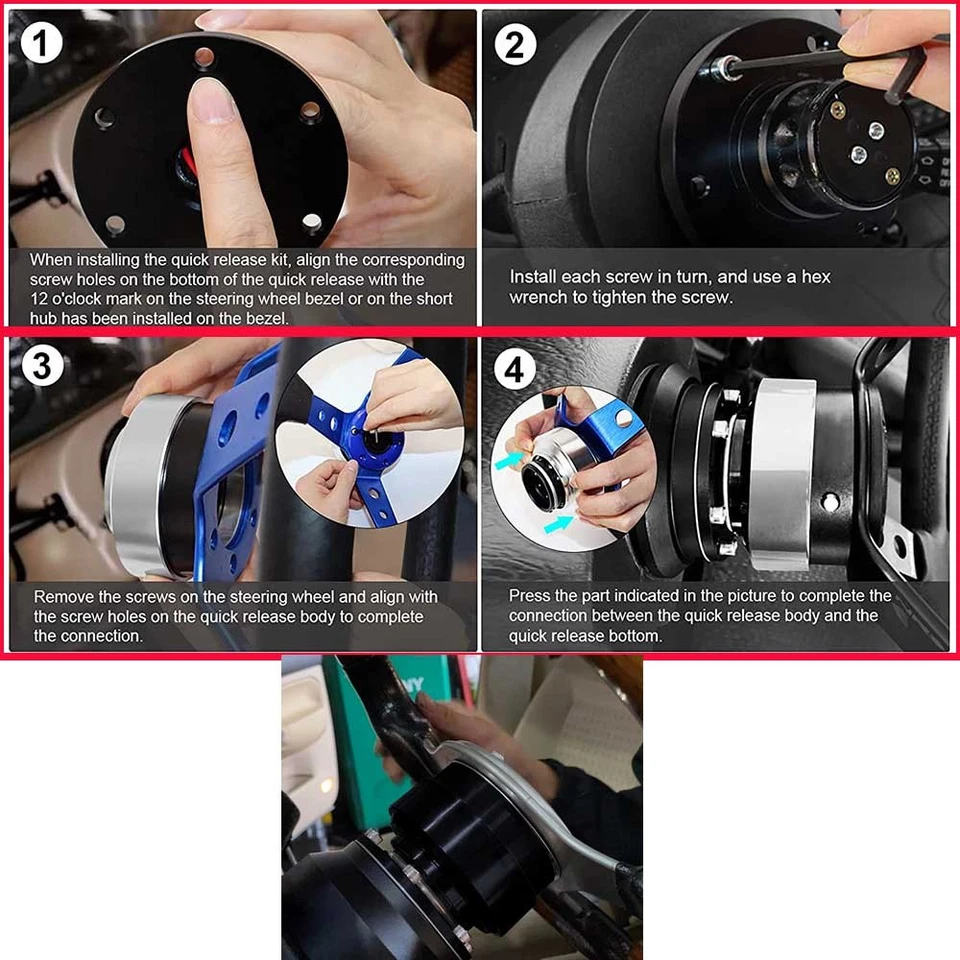 Aluminum Steering Wheel Quick Release & Hub Adapter Snap Off Boss Kit FAST #K Foto 4 de 4