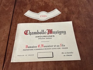 01 ÉTIQUETTE CHAMBOLLE MUSIGNY 1986 LES AMOUREUSES GEORGES ROUMIER