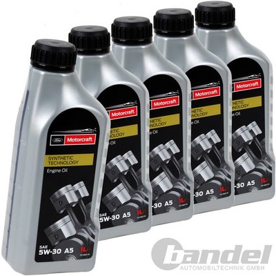5x1L=5L ORIGINAL FORD MOTORCRAFT 5W-30 A5 MOTORÖL WSS-M2C913-C 5W30 ÖL