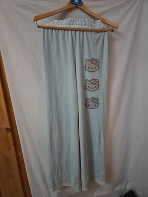 Hello Kitty X Forever 21 Blue Velour Sweatpants Rhinestones Pajamas Size XSmall