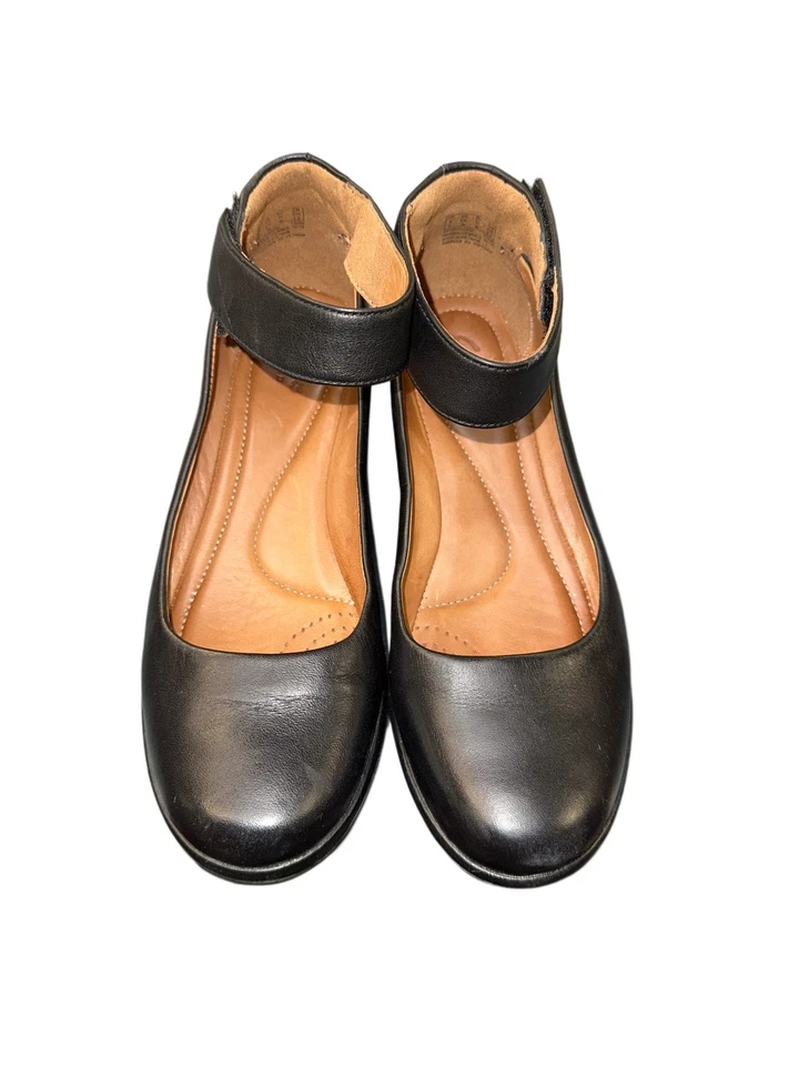 Clarks Artesanal Clarene Tide Cuero Negro Correa al Tobillo Plataforma Cuñas - Talla 6.5 Foto 2 de 4