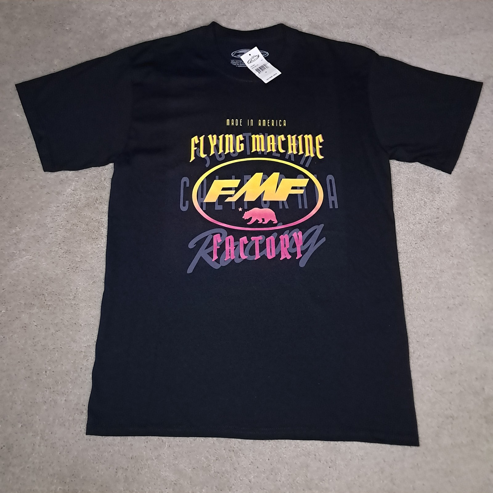 FMF So Calif Racing T-Shirt Mens Medium Black Y2k Classic Flying Machine Bear