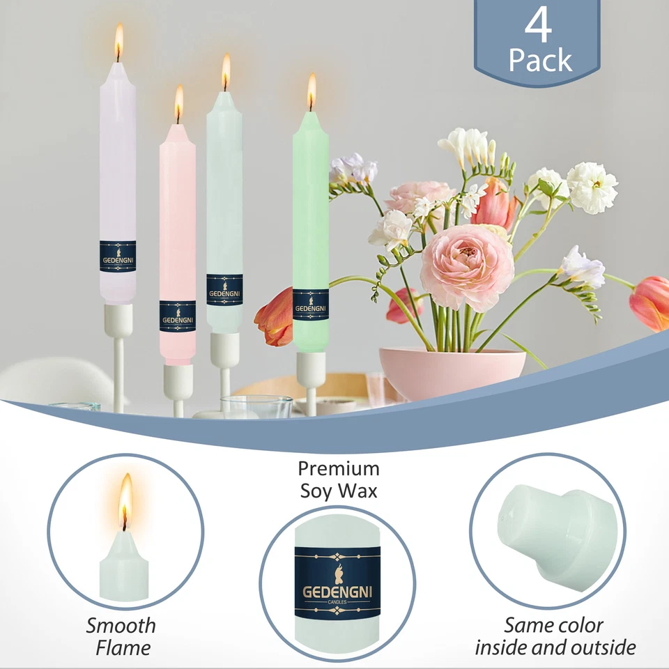 Paquete de 8 velas de pilar decoración del hogar velas cónicas sin perfume 9" velas de cena 10H Foto 2 de 4