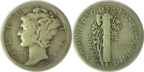 1931-D 10C Mercury Dime Silver Fine