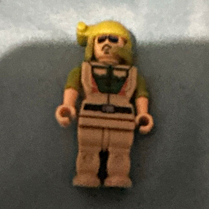 LEGO Plastic Minifigure Tan Outfit with Green Helmet and Sunglasses