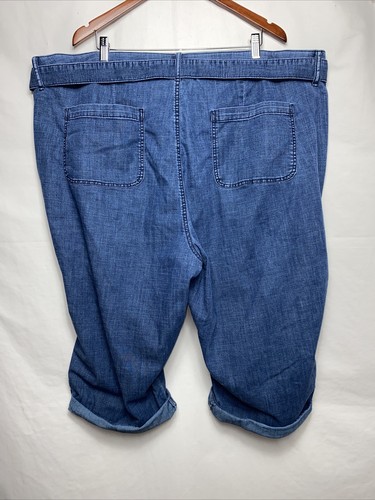Lane Bryant Women's Belted Capri Pant Size 24 Blue B34*B - Picture 5 of 6