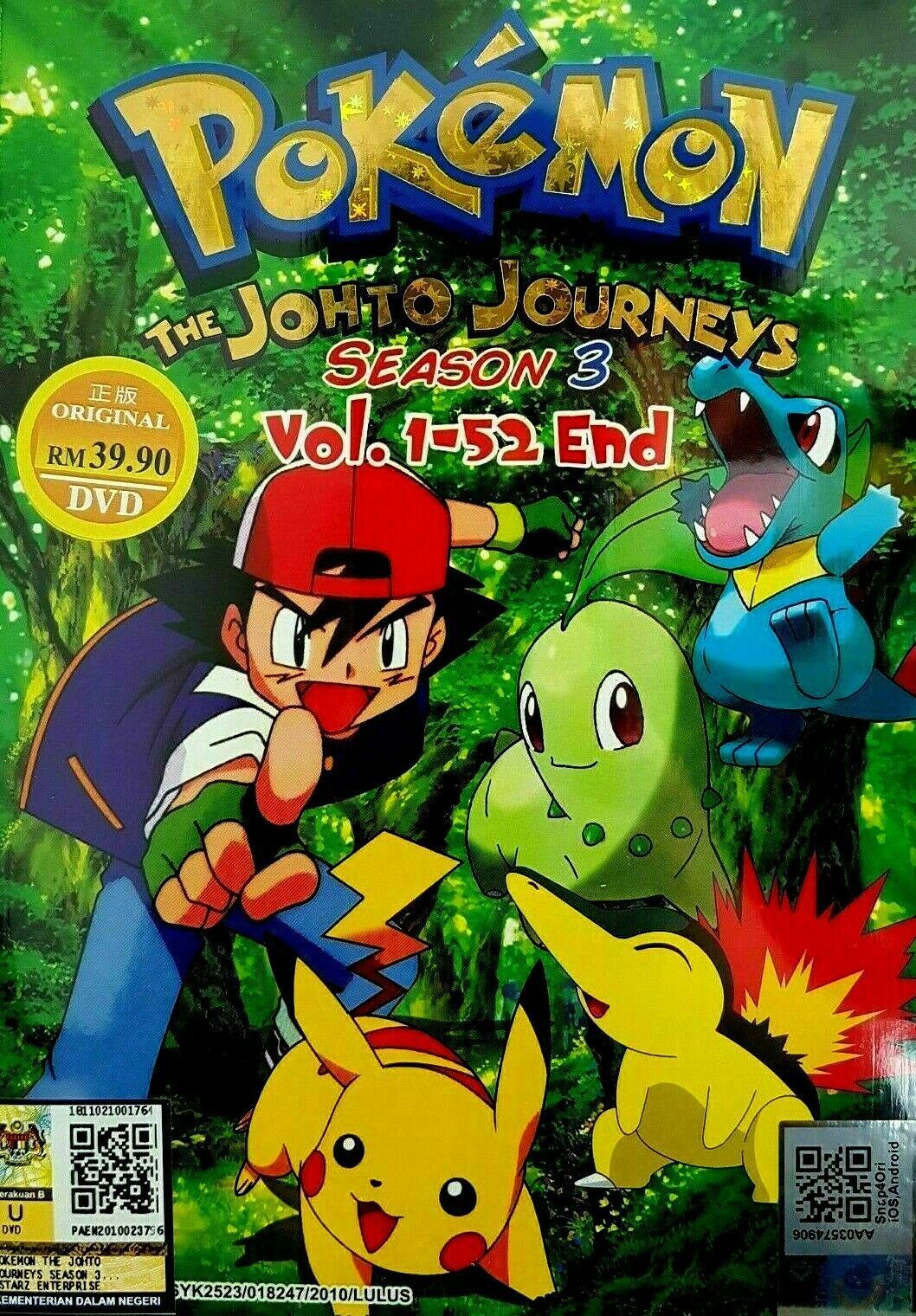 Dvd Anime Pokémon 3ª Temporada A Jornada Johto Dublado